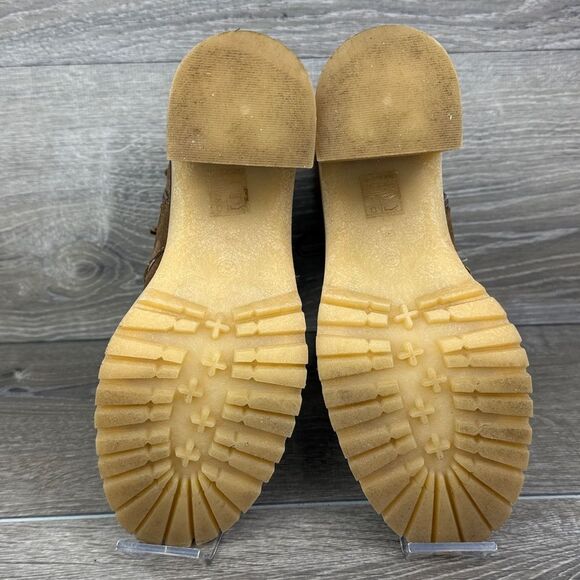 Free People Dylan Lace Up Taupe Brown Leather Tall Chunky Y2K 9-Eye Heeled Boots - Picture 7 of 13